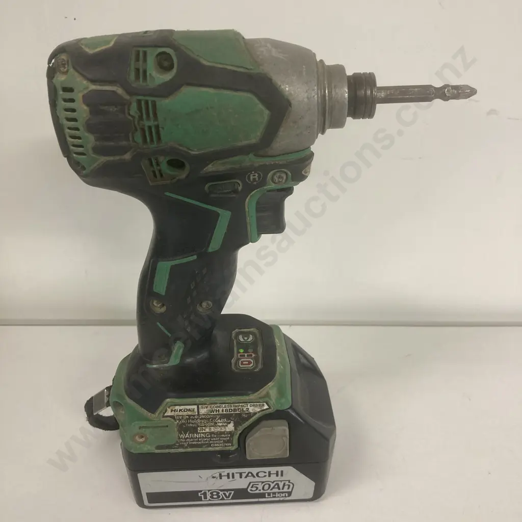 Hikoki 18V Cordless Impact Driver & Hitachi 5.0Ah Battery, Working (No Charger) Image 1++